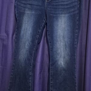 Vintage 1946 Blue Flare Wide Leg Jeans with Natural Fading